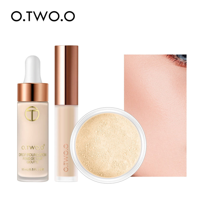 O.TWO.O Kit de maquillaje facial: corrector, base y polvos
