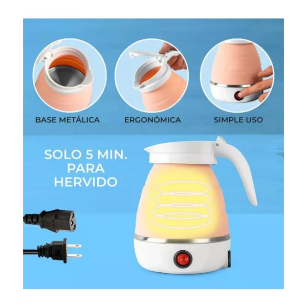 Hervidor De Agua Tetera Plegable Eléctrico Viaje 110V